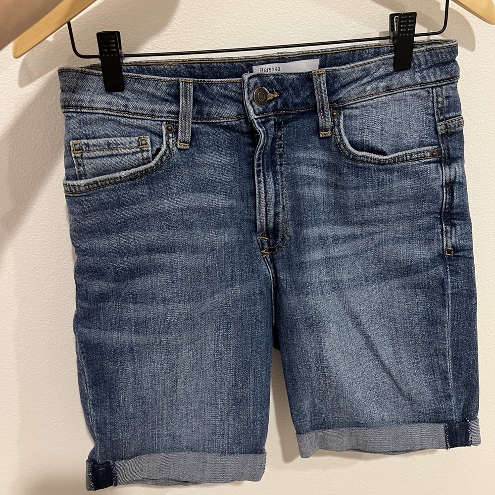 Bershka Classic Blue Denim Shorts